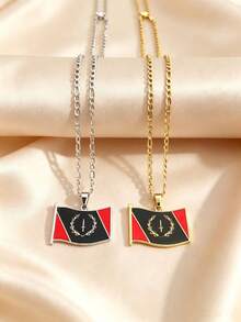 African American Flag Pendant Necklaces For Women Stainless Steel Jewelry - Gold - View 7
