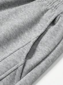 Men's Drawstring Elastic Waist Multi-Pocket Cargo Joggers, Casual Loose Fit Ribbed Cuff Sweatpants, Suitable For Outdoor And Daily Wear - Light Grey - View 7
