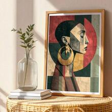 CPWAD Bohemian Geometric Collage Women Portrait Canvas Wall Art, Artist Home Decor, Suitable For Living Room And Bedroom, 2D Printed Poster Wall Art - 1pcs - View 2