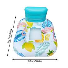 Tropical Leaf Print Inflatable Pool Lounge Chair With Headrest And Cup Holder, Mesh‑Seat Water Floating Sofa Float For Adult Summer Beach Swimming Pool Party - A - View 7