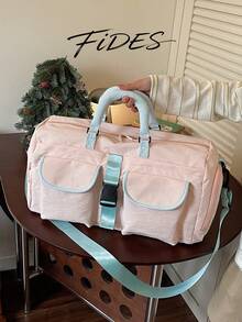 1pc New Large Capacity Travel Bag, Short Trip Luggage Bag, Fitness Bag, Sporty Casual Women's Bag, Maternity Hospital Bag, Vacation Bag, Waterproof Casual Bag, Carry-On With Independent Shoe Compartment - Pink - View 2