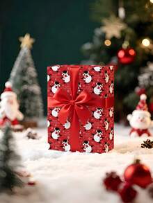 1 Roll Of Christmas Gift Wrapping Paper Featuring A Christmas Penguin Pattern;Perfect For Christmas Gift Wrapping,Holiday Party Decor,Home Festive Decoration,DIY Craft,Festive Favour Wrapping Dimensions: 43 Cm X 300 Cm - A - View 7
