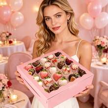 12/6PCS/1PC/20.32 X 20.38 Cm Box/Pink Wavy Window Gift Packaging Box/Birthday Party Afternoon Tea Gift Box/Suitable For Wedding/Birthday/Christmas/Holiday - Window Gift Box - View 4