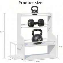Dumbbell Rack, Adjustable Weight Rack Home Gym, All-In-One Workout Equipment Storage Dumbbells, Kettlebells, Yoga Mats Balls - White - View 5