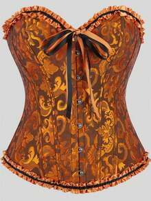 Elegantes Vintage-Korsett-Top im Hofstil mit Vorderknöpfen, Schnürung hinten, Taillenformung durch Stäbe, geeignet für Hochzeit, Party, Halloween-Outfit - Verschiedenfarbig - Übersicht 80