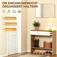 Elegant Hallway Organizer, Modern Vanity Table With Mirror, Console Table - Nature - View 2