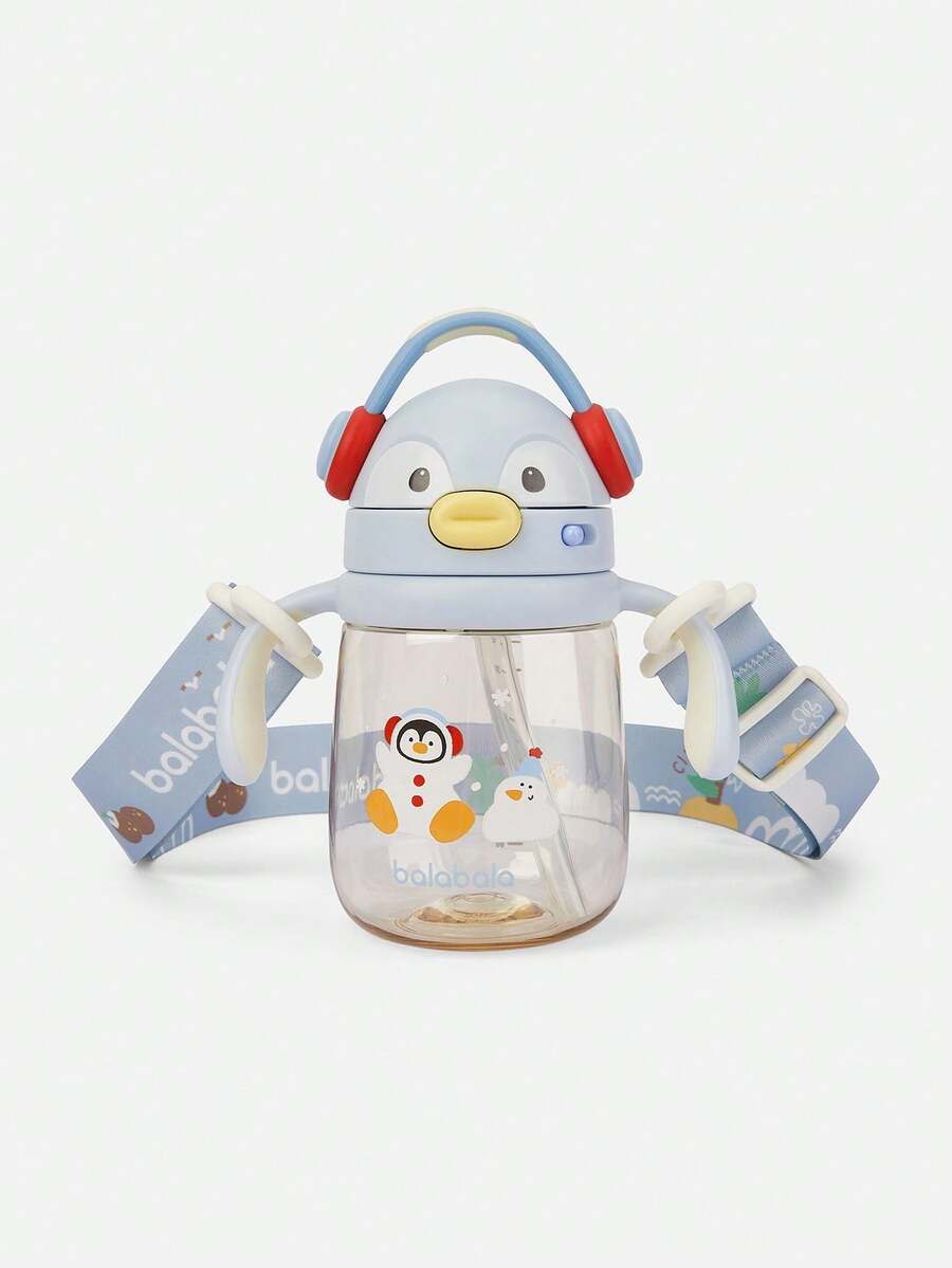 Balabala Botol Minum Anak Bentuk Penguin Lucu, Botol Minum Portabel dengan Sedotan untuk Balita - biru es - View 1