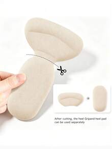 1 Set (4 Pairs) Unisex Sports Anti-Chafing Heel Pads And Shoe Heel Cushions, Soft Comfortable Self-Adhesive Adjustable Shoe Size Accessories For Sneakers, Business Shoes And More, Travel Essential - Beige - View 5