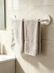 1 Pc Drilled Iron Single‑Bar / Double‑Bar Towel Rack, Comes With Installation Accessories, Screw‑Fixed Reinforced Base, Sturdy Bathroom Bath Towel Hanger, Suitable For Hanging Towels And Cleaning Cloths In Bathrooms And Laundry Rooms - Multicolor - View 4