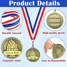 Honor Roll Award Medals With Neck Ribbons 2'' Bronze Metal 3D Trophy Prize Gift For Reading Succeed Participation Graduation Scholastic - 12 - View 4