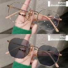 A Pair Of Cat-Eye Metal Stylish Sexy Solid Color Photochromic Glasses, Suitable For Daily Use - Clear - View 12
