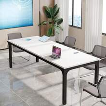 6.5FT Conference Table, 78.7-Inch Rectangle Meeting Seminar Table, Large Business Tables For 6-8 People Only Table (White+Black) - WhiteBlack - View 5