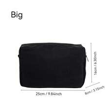Premium Nylon Waterproof Makeup Bag For Women, Large Capacity Portable Travel Toiletry Storage Pouch, Versatile Black - Black - View 4