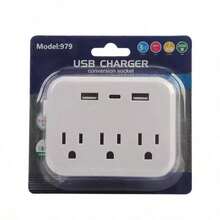6-In-1 Portable Surge Protector With 3 AC Outlets, 2 USB Ports, And 1 USB-C Port For US Travel - US B Type Plug(110-127V) - View 7