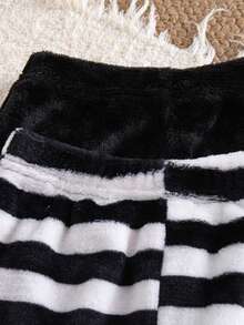 Multi-Piece Set Girls' Casual Fashion Striped Design Straight Leg Pants Double-Sided Fleece Thickened Warm Autumn/Winter - Multicolor - View 4