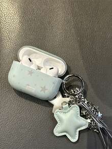 Cute Mint‑Green Stars Protective Case Compatible With AirPods 4 Earphone Cover Compatible With AirPods Pro 3 Pro 2 Generation Bluetooth Soft Shell - Mint Green - View 2