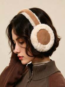 1PC/6PCSFashion Ladies Fuzzy Faux‑Fur Ear Warmers, Dual‑Color Splice Plush Earmuffs, Thick Soft Thermal Ear Protection, Lightweight Portable Cold‑Resistant Ear Covers, Winter Ear Accessory For Shopping, Walking And Outdoor Activities - Multicolor - View 6