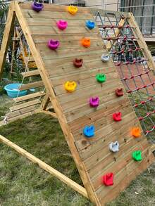 5pcs/10pcs/15pcs Climbing Holds [Random Color] Fitness Wall Holds, Indoor/Outdoor Playground, Climbing - Includes Mounting Screws Climbing Holds, Colorful Textured Wall Rocks | Textured Climbing Rocks With Bolts And Washers, Suitable For Wooden Playground Sets, Indoor Walls, Backyard Walls And Route Setting, Unisex - Multicolor - View 5