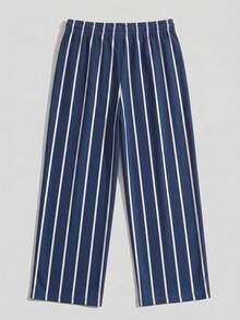 Men's Summer Casual Striped Lounge Pants - Navy Blue - View 4