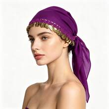 1pc Belly Dance Coin Headscarf, Dance Performance Accessory, Hat (Randomly Shipped Outer Packaging) Random Color - Multicolor - View 7