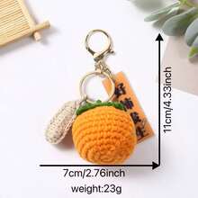 1Pc Neutral Hand‑Knitted Fruit Keychain, Cute Peach Orange Bag Charm, Positive‑Energy Pendant, Daily Decor, Thanksgiving Christmas Teacher's Day Gift - Multicolor - View 11
