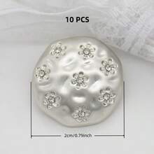 5/10 cái cúc kim loại đính đá hoa tròn bất đối xứng đa màu 15-20mm, phù hợp trang trí cho áo khoác, áo trench coat, đồ len, áo top, blazer, áo len và các phụ kiện may mặc khác - Hoa đính đá - Xem 9