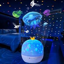 小夜燈 星空投影夜燈 360°旋轉LED燈 房間裝飾燈 15組幻燈片 USB供電 生日禮物 - 1PC - 查看 12
