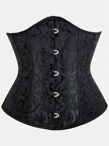 Court Style Jacquard Waist Cincher With Front Buckle And Back Lace-Up, Fishbone Corset For Daily Wear, Party And Halloween Outfit - Multicolor - View 49