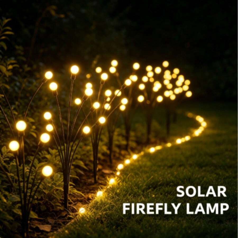1pc 6LED/8LED/10LED Solar Operated Firefly Stake Light, Outdoor Waterproof Garden Pathway Lights For Yard, Patio, Camping, Holiday, Wedding & Party Decor