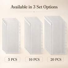 20/10/5pcs Frosted Zipper Folders, 6-Hole PVC Cash Envelopes Budget Folders, Transparent Storage Bags For Storing Invoices, Cards, Coupons And Stickers - Sets - View 9