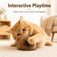4pcs Realistic Rabbit Fur Ball Cat Toys, Indoor Plush Cat Toys, Cat Owner Gift, Valentine's Day, Thanksgiving, Party, Birthday Gift - Multicolor - View 4