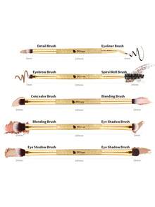 DUcare Golden 5-Piece Shimmer Dual-Ended Eye Shadow Makeup Brush Set, All-In-One Makeup Brush Kit, Crafted With Synthetic Fibers For A Flawless, Portable And Essential Beauty Brush Tool - Gold - View 3