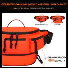 Multi-Functional Motorcycle Waist Bag Outdoor Riding Travel Hiking Bumbag. Water-Repellent Oxford Cloth, Expandable Capacity. Multi-Pocket For Phone Wallet Keys. SBS Zippers, 3D Mesh Pad, Top Handle & Adjustable Strap. Colors:Orange,Black,White. - Multicolor - View 9
