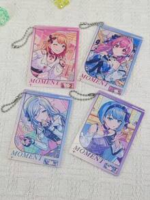 PJSK Anime Academy Photocard Holder Keychain, Cute Anime Girl Transparent Card Cover With Bead Chain, Bag Pendant Photo Protector Collectible Fan Gift - Multicolor - View 9