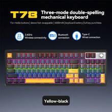 T-WOLF Mechanical Keyboard Tri-Mode Red Switch Hot-Swappable Bluetooth Wireless RGB Gaming Keyboard With Knob Control - View 13