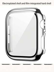 1pc Set Compatible With Apple Watch Band 38/40/41/42/44/45/46/49mm Stainless Steel Metal Slim Band + Full Coverage Anti-Drop Anti-Scratch Protective Case Compatible With Apple Watch Series 12/11/Ultra/SE/10/9/8/7/6/5/4/3/2/1 Smart Watch Accessories Screen Protector Integrated Shell + Band - Silver - View 3