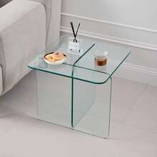Tempered Clear Bent Glass SideTable, Transparent End Table, Sofa Table - 彩色 - 查看 8