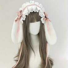 1pc Cute Bow Rabbit Ears Headband, Anime Cosplay Prop, Floppy Rabbit Ears Decoration, Suitable For Stage Performance, Masquerade, Party Costume, Nightclub Outfit, Cosplay Photo Prop - View 6