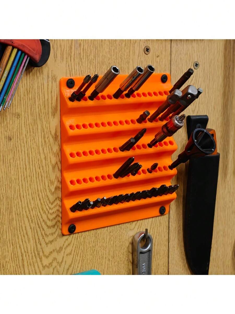 100-Slot Wall-Mounted Bit Storage Rack, Hex Bit Holder Compatible With 6.3mm Bits, Screwdriver Tool Organizer For Home Garage - A - View 1