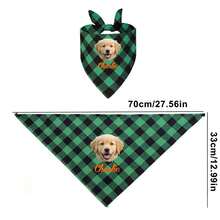 1pc Personalized Dog Plaid Bandana With Name,Custom Dog Neckwear Name Design Plaid Scarf Name,Custom Dog Neckwear Name Design Plaid Sca…Triangle Bibs Kerchief, Pet Christmas Costume Accessories For Small Medium Dogs Cats Birthday Gift - Multicolor - View 7