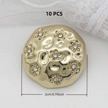 5/10 cái cúc kim loại đính đá hoa tròn bất đối xứng đa màu 15-20mm, phù hợp trang trí cho áo khoác, áo trench coat, đồ len, áo top, blazer, áo len và các phụ kiện may mặc khác - Hoa đính đá - Xem 22