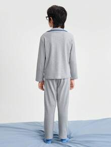 Balabala 男童睡衣套裝 柔軟棉質舒適長袖居家服 童裝套裝 - 灰色調 - 查看 5
