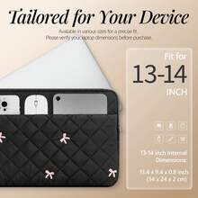 Laptop Sleeve With Embroidered Bows 11,13-14, 15-16 Inch Laptop Case, Compatible With 11-16 Inch Chromebook PC Notebook - Black - View 7