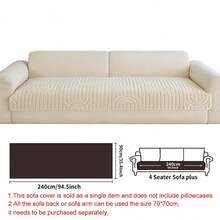 SANMOSPIN 1pc Solid Color Plush Sofa Cushion, All-Season Machine Washable Pet-Friendly Sofa Cover, Suitable For Armchair, 2-Seater, 3-Seater, 4-Seater Sofa, Bedroom, Office, Home Decor - Beige - View 10
