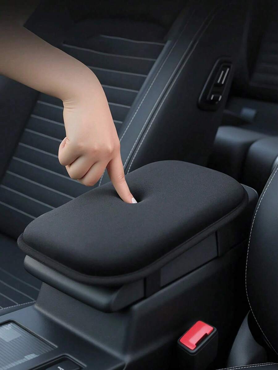 1 PC Black Thickened Fluffy Car Armrest Box Booster Mat, Center Armrest Mat, Car Armrest Cover, Armrest Box Mat - One Size - View 1