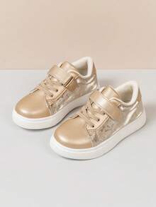 Girls' Low-Top Casual Sneakers, Boys' Style Shoes - Gold - View 2
