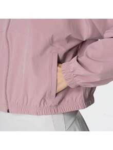 Under Armour Women's Rival Woven Hooded Jacket Casual Sports Jacket 6014063-673 - Pink - View 9