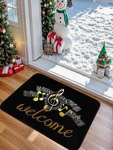 1pc Christmas Pattern Flannel Rectangular Minimalist Design Soft Touch Washable Doormat, Soft And Comfortable Decorative Carpet Mat, Suitable For Kitchen, Bathroom, Dining Room, Hallway, Ideal For Parties, Gatherings, Holidays, All Seasons, Can Be Used For Yard Decoration, Home Decor, Room Decoration, Create Holiday Atmosphere, Christmas Party Surprise Gift - Multicolor - View 5