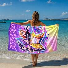 1pc Multi-Style K-POP Anime Girl Group Print Microfiber Beach Towel, Quick-Dry Soft Absorbent, Suitable For Bathroom, Beach, Pool, Gym - Multicolor - View 17