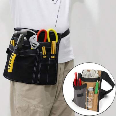 Electrician's Special Multi-Functional Waist Bag Wear-Resistant Tool Repair Tool Bag Construction Site Thick Portable Storage Canvas Waist Bag